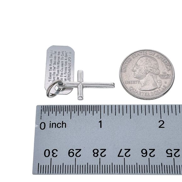 Vintage Silver Tone Cross with Jeremiah 29:11 Tag Pendant - Picture 3 of 4